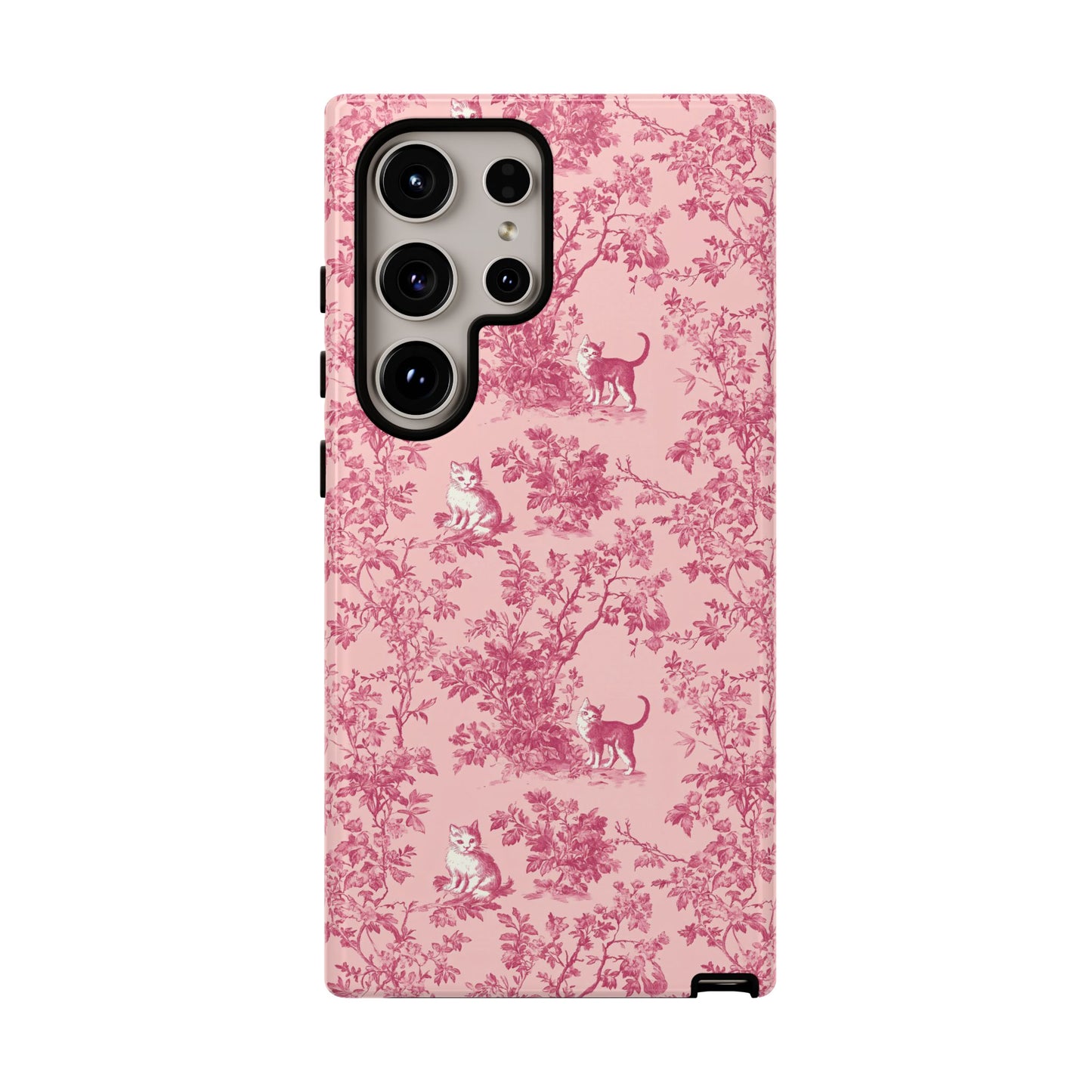 Tough Phone Cases - Cats in Pink Toile De Joyu Motif