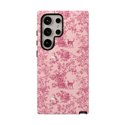 Tough Phone Cases - Cats in Pink Toile De Joyu Motif