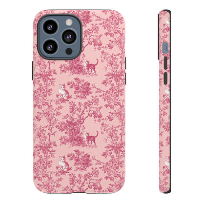 Tough Phone Cases - Cats in Pink Toile De Joyu Motif