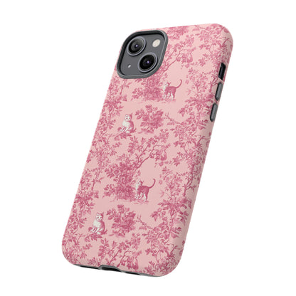 Tough Phone Cases - Cats in Pink Toile De Joyu Motif