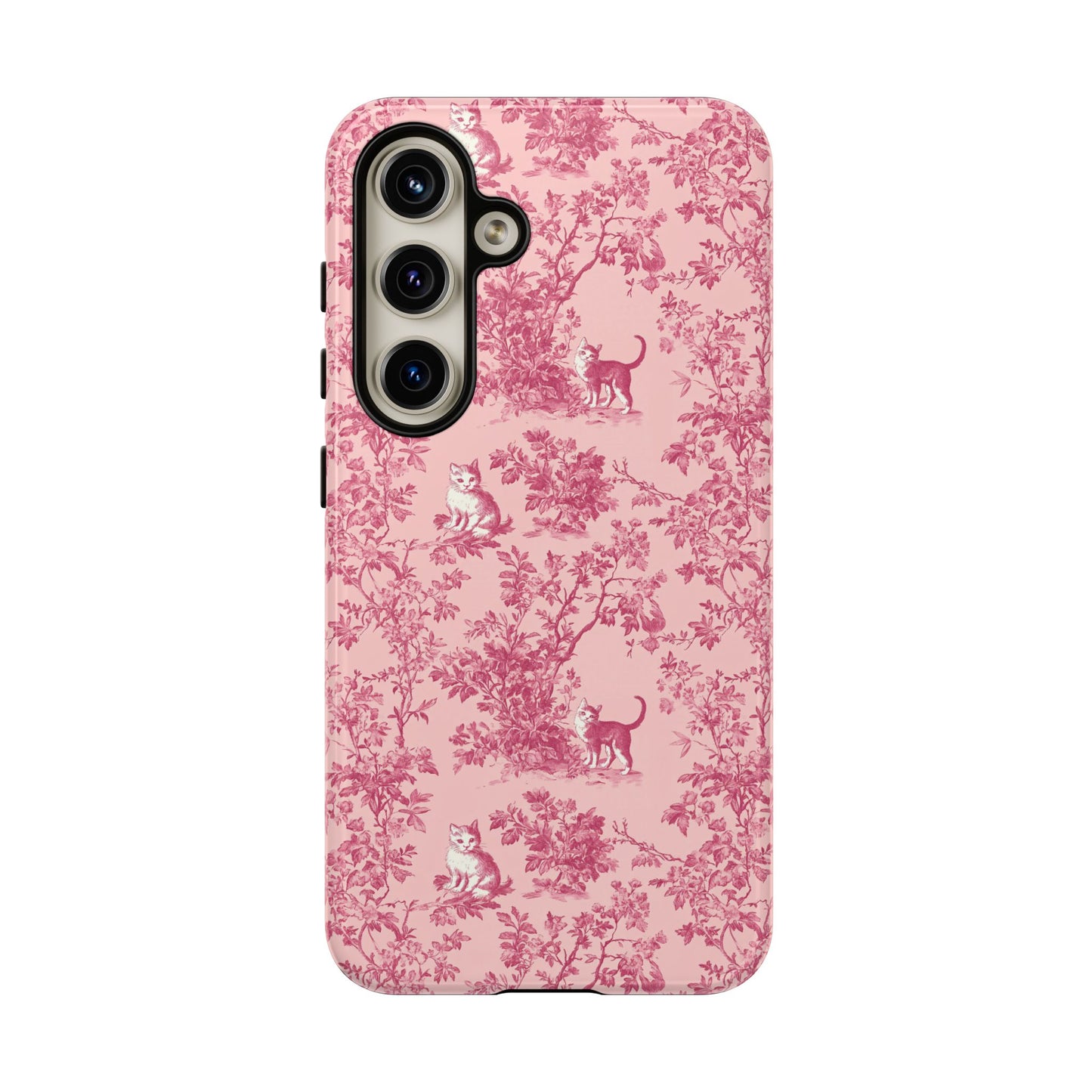 Tough Phone Cases - Cats in Pink Toile De Joyu Motif
