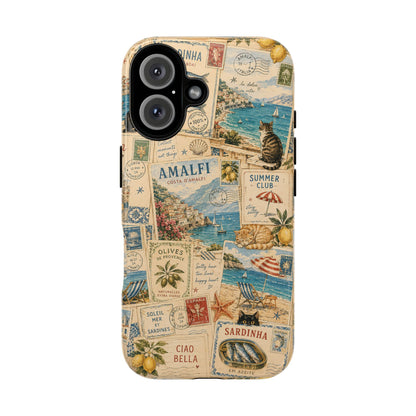 Mediterranean Postcard Cat Phone Case | Amalfi Coast Travel Collage iPhone Case