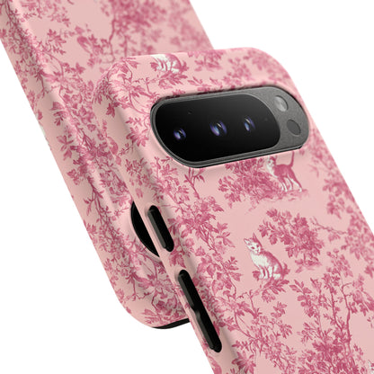 Tough Phone Cases - Cats in Pink Toile De Joyu Motif