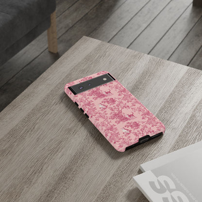 Tough Phone Cases - Cats in Pink Toile De Joyu Motif