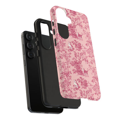 Tough Phone Cases - Cats in Pink Toile De Joyu Motif