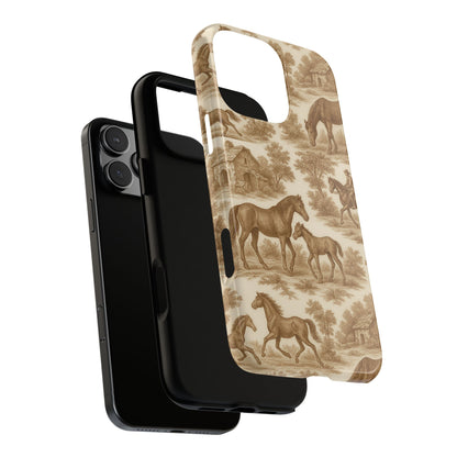 Tough Phone Cases - Horses in Toile De Joyu Motif