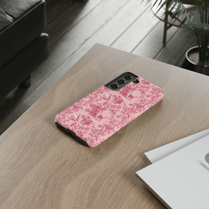 Tough Phone Cases - Cats in Pink Toile De Joyu Motif