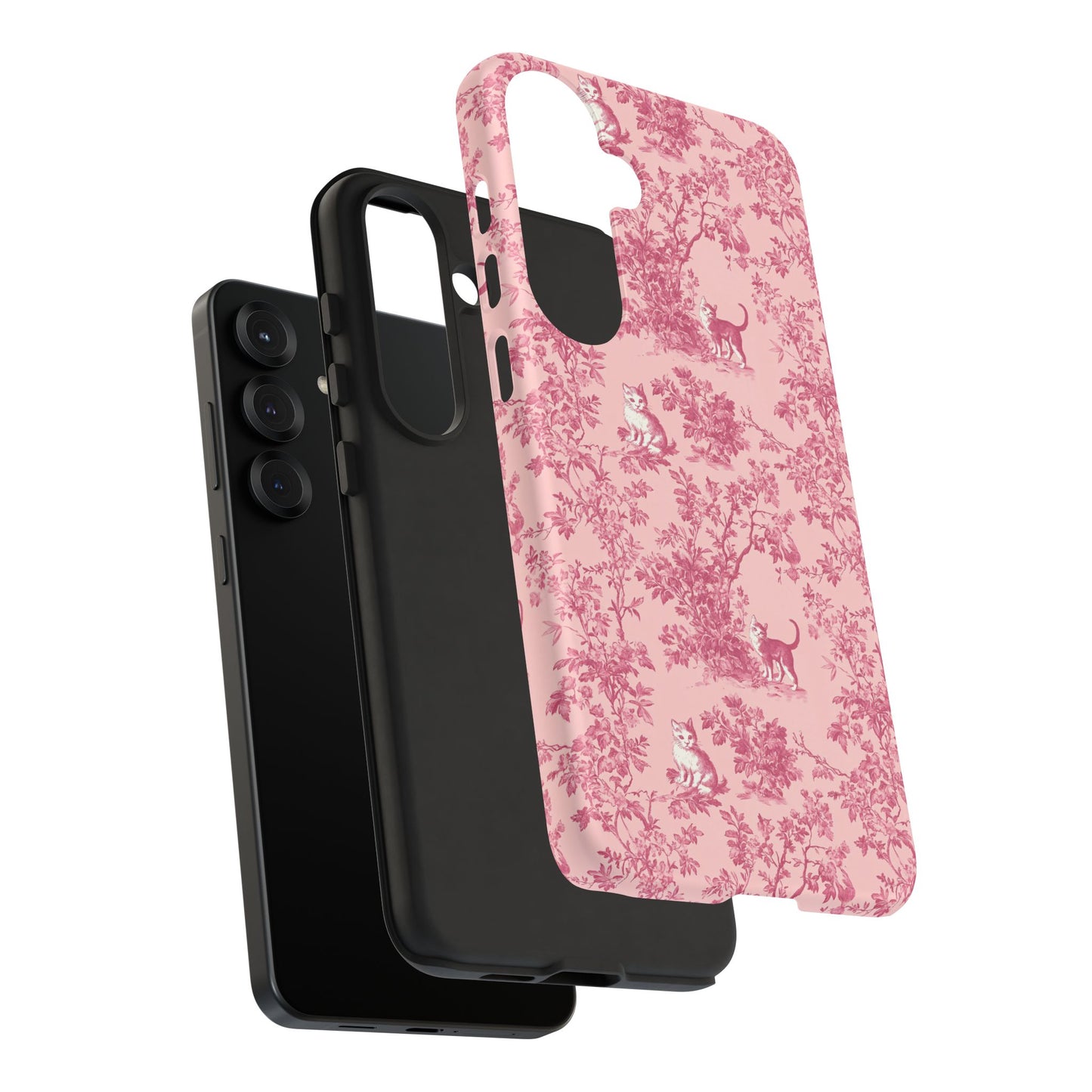 Tough Phone Cases - Cats in Pink Toile De Joyu Motif