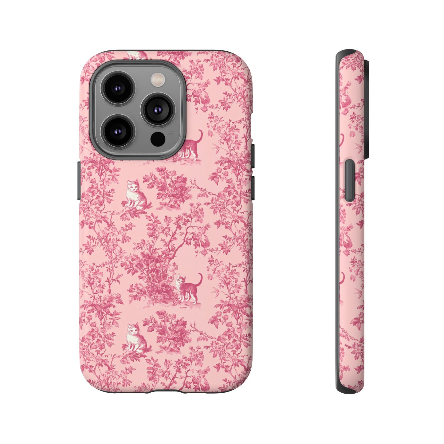 Tough Phone Cases - Cats in Pink Toile De Joyu Motif