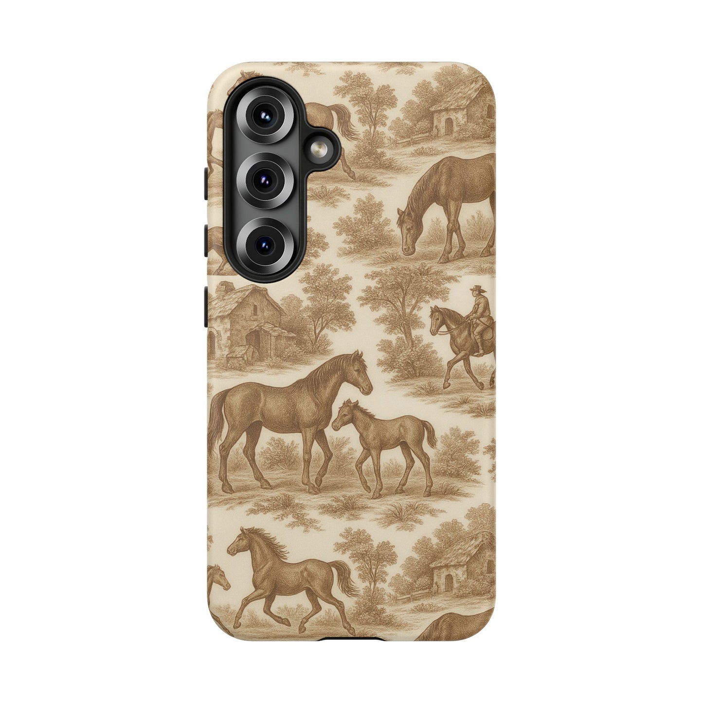 Tough Phone Cases - Horses in Toile De Joyu Motif