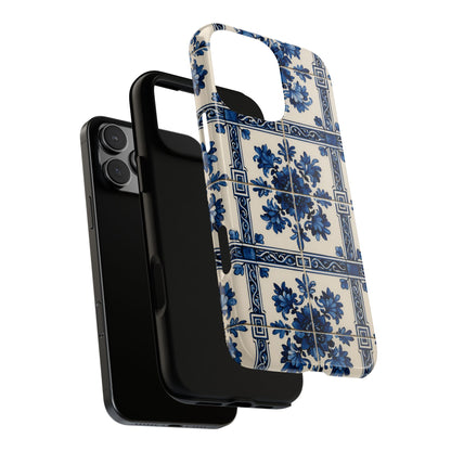 Portuguese Azulejo Tile Phone Case Blue White Floral iPhone Samsung Pixel Case