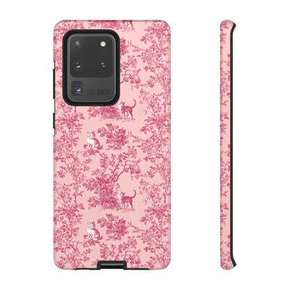 Tough Phone Cases - Cats in Pink Toile De Joyu Motif