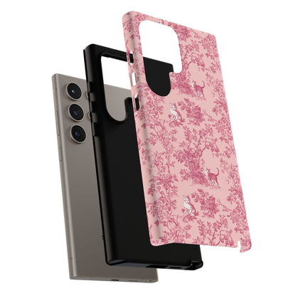 Tough Phone Cases - Cats in Pink Toile De Joyu Motif