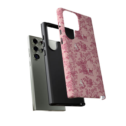 Tough Phone Cases - Cats in Pink Toile De Joyu Motif