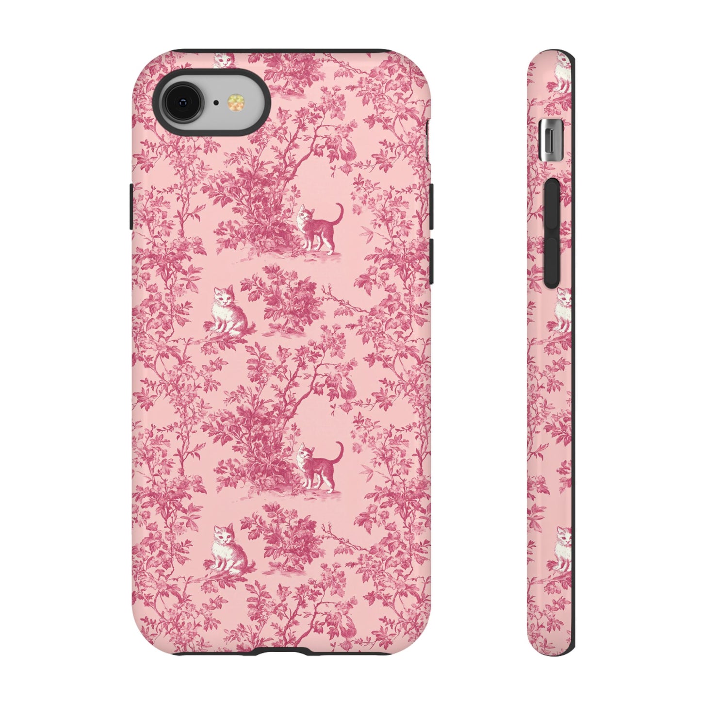 Tough Phone Cases - Cats in Pink Toile De Joyu Motif