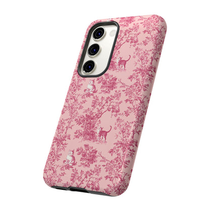 Tough Phone Cases - Cats in Pink Toile De Joyu Motif