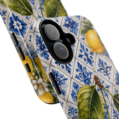 Cherry Phone Case, Portuguese Tile iPhone Case, Mediterranean Fruit Cover, Azulejo Samsung Galaxy Case, Botanical Pixel Case