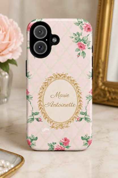 Custom Name Phone Case, Marie Antoinette Phone Case, Personalized Floral Phone Case, Pink Rococo Old Rose Case, Coquette Phone Cover
