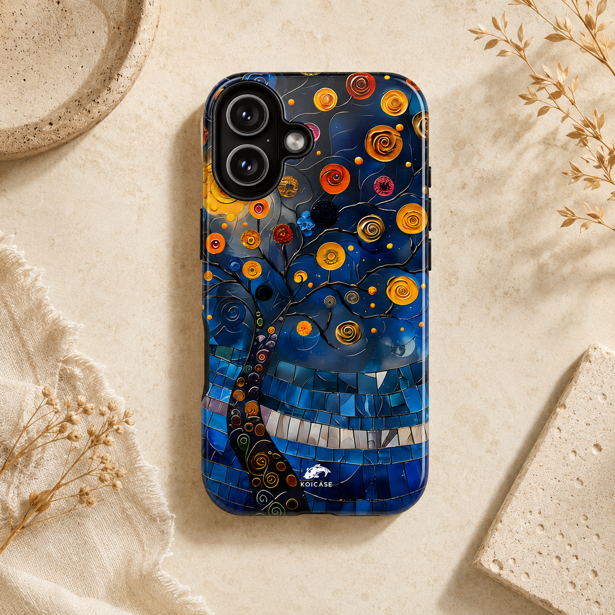 Blue Mosaic Tree Phone Case, Stained Glass Phone Case, Artistic iPhone Case, Colorful Nature Design, Samsung Galaxy Cover