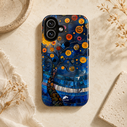 Blue Mosaic Tree Phone Case, Stained Glass Phone Case, Artistic iPhone Case, Colorful Nature Design, Samsung Galaxy Cover
