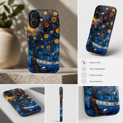 Blue Mosaic Tree Phone Case, Stained Glass Phone Case, Artistic iPhone Case, Colorful Nature Design, Samsung Galaxy Cover
